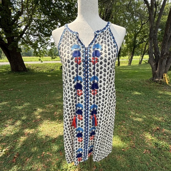 THML Dresses & Skirts - THML Womens Embroidered Tassel Boho Shift Dress FTM250 Blue Orange Black Small